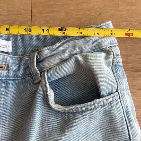 Zara light wash baggy wide leg jeans raw hem high waist size 8 - Picture 5 of 7